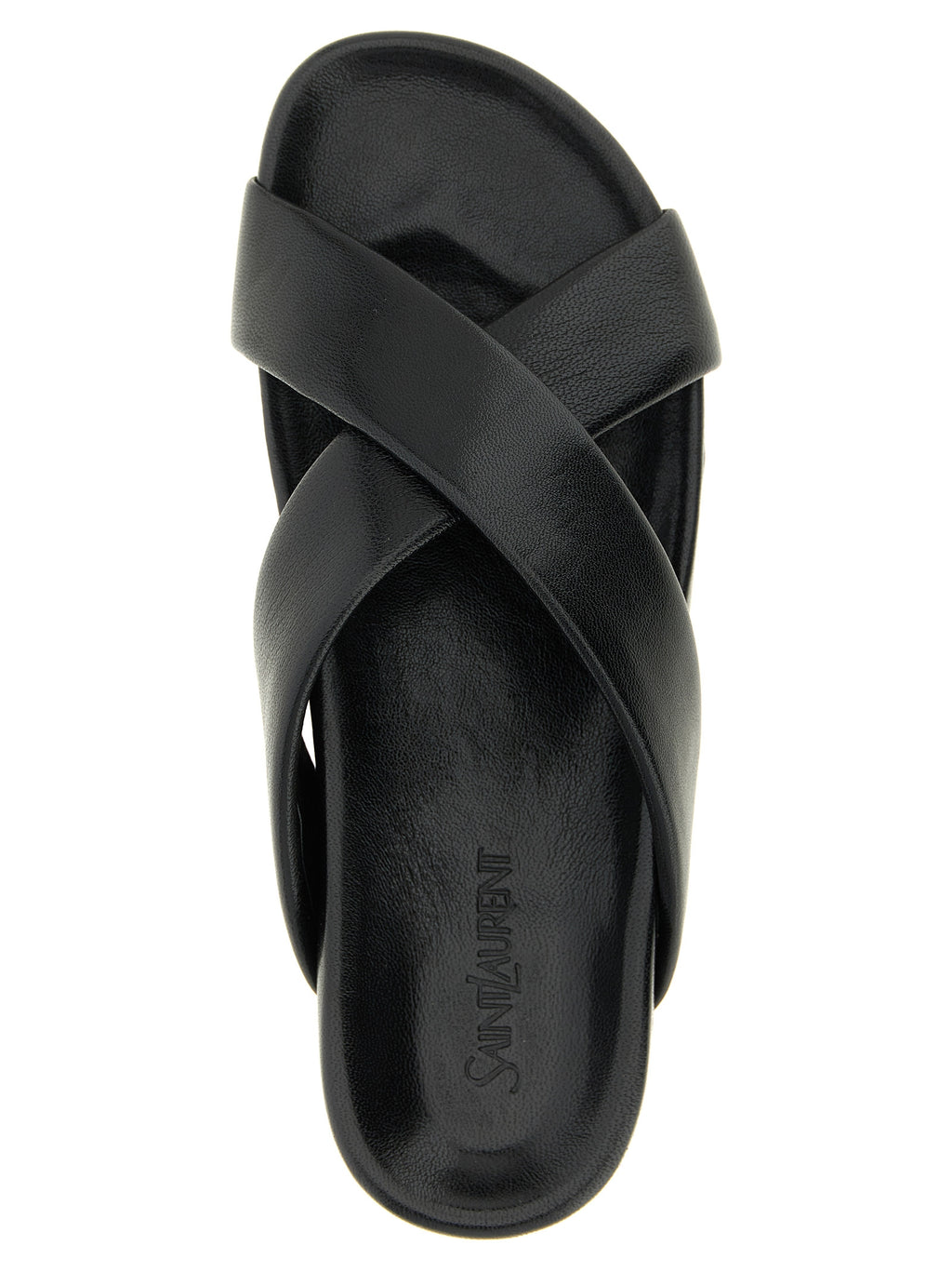 Saint Laurent Black Lamb Leather Slides