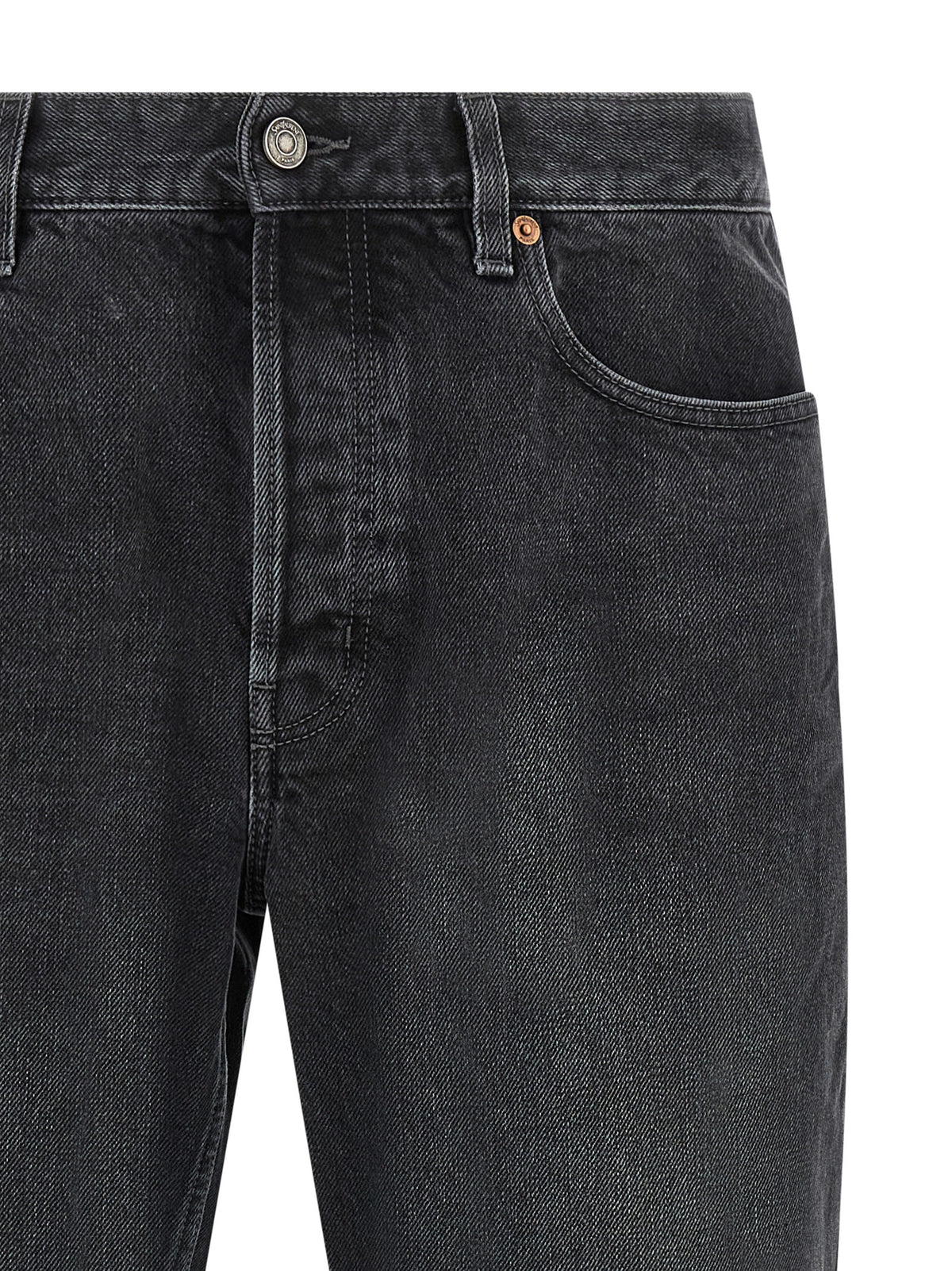Saint Laurent Black Cotton Straight-Leg Jeans