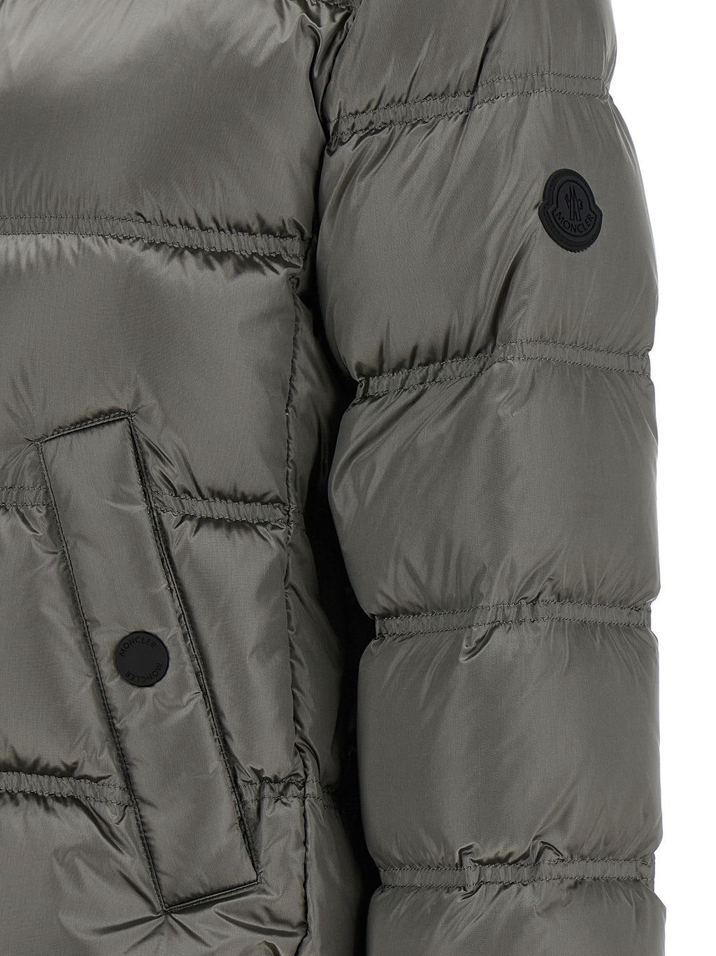 Moncler Gray Polyamide Full-Length Jacket