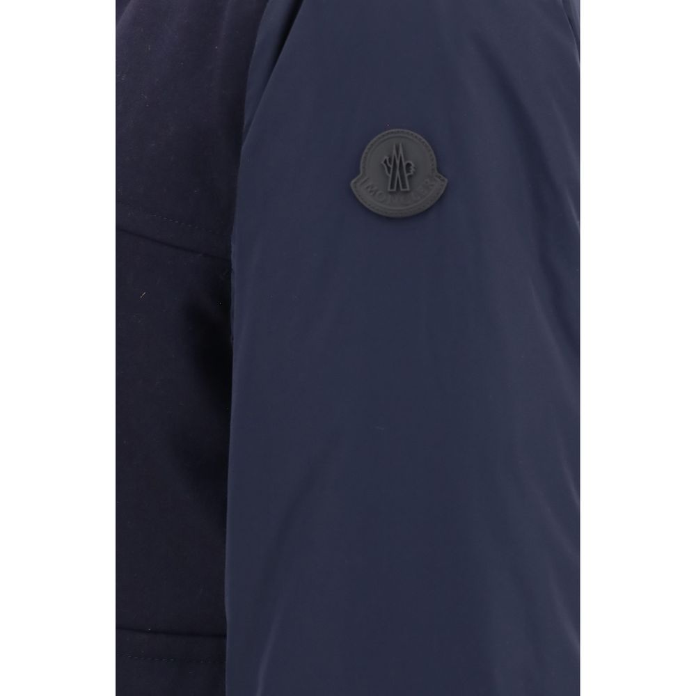 Moncler Blue Wool Oves Aries Full-Length Jacket