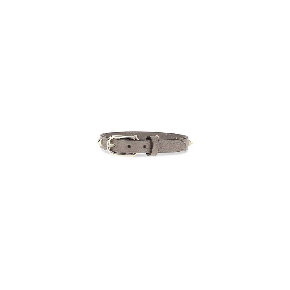 Valentino Garavani Gray Calf Leather Bos Taurus Bracelet